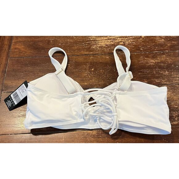 Ocean Blues Retro Cutout Bikini Tops for Lace Up Back Padded Swimsuit Top - L - Picture 4 of 7